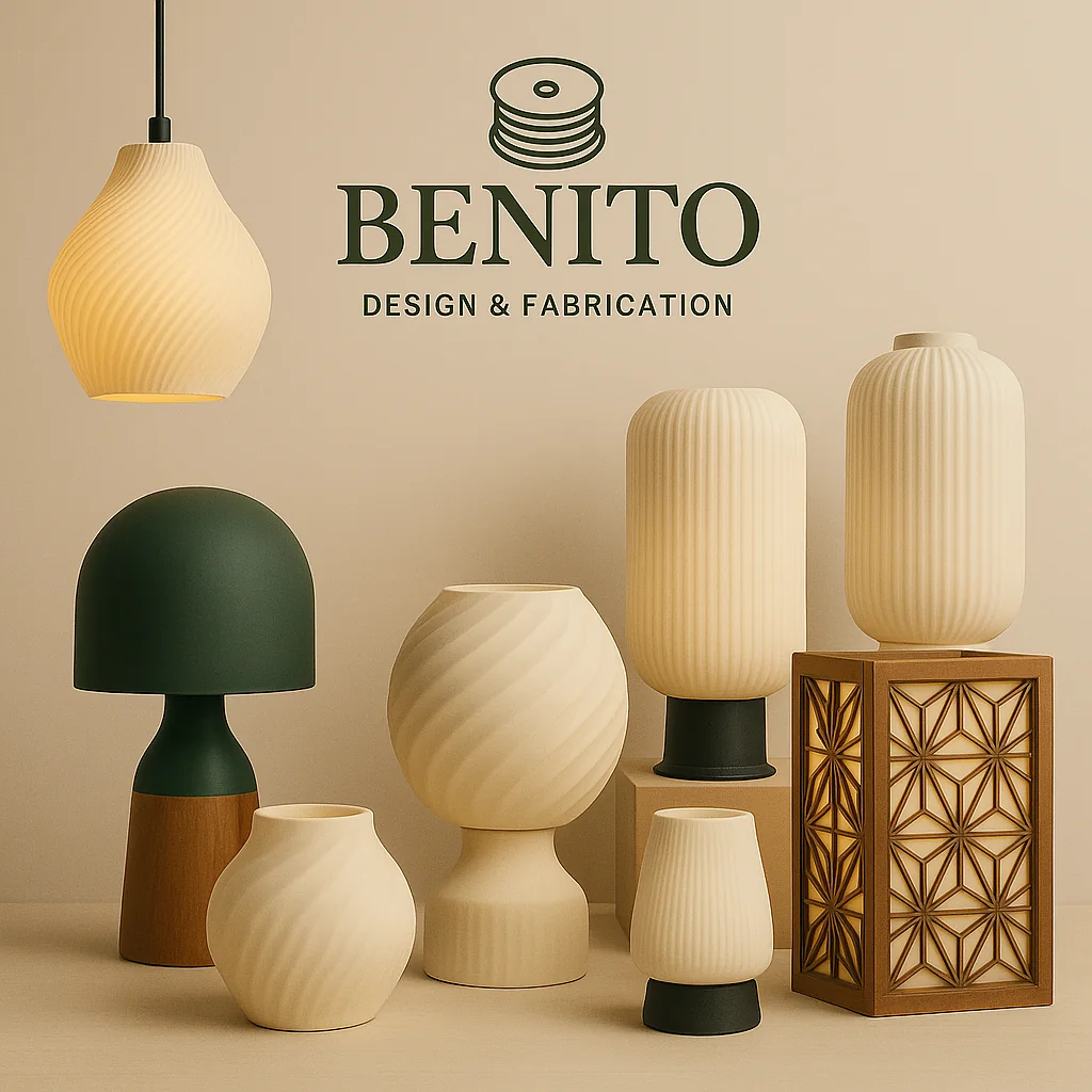 Lampes et objets imprimés en 3D par Benito Design & Fabrication